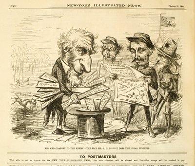 Aid and Comfort to the Enemy. - The Way Mr. J.G. B*****T Does the Loyal Business, 1862 by Thomas Nast